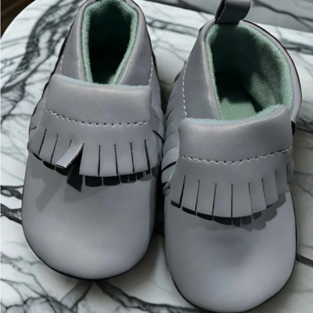 Baby Shoe Bundle Size 3-6 Months Gray Moccasins & Beige Sandals